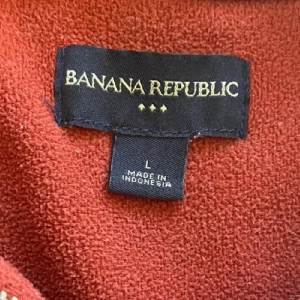 Banana Republic‎ Fleece Jacket Mens Size L Large Full Zip Up Color Rust Maroon